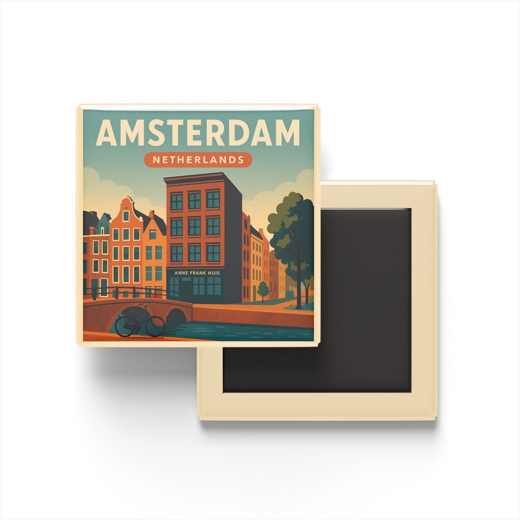 Amsterdam Hollanda - Anne Frank Evi - Buzdolap Magneti Baskılı Kare