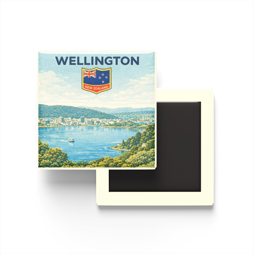 Retro Yeni Zelanda Wellington Şehri Temalı Vintage Buzdolap Magneti