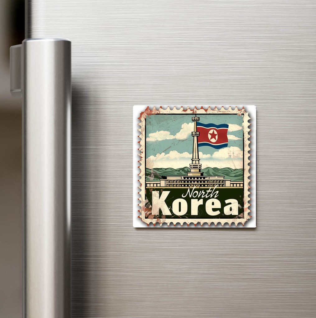 Kuzey Kore North Korea - Posta Pulu Temalı Ülke - Baskılı Buzdolap Magneti Kare