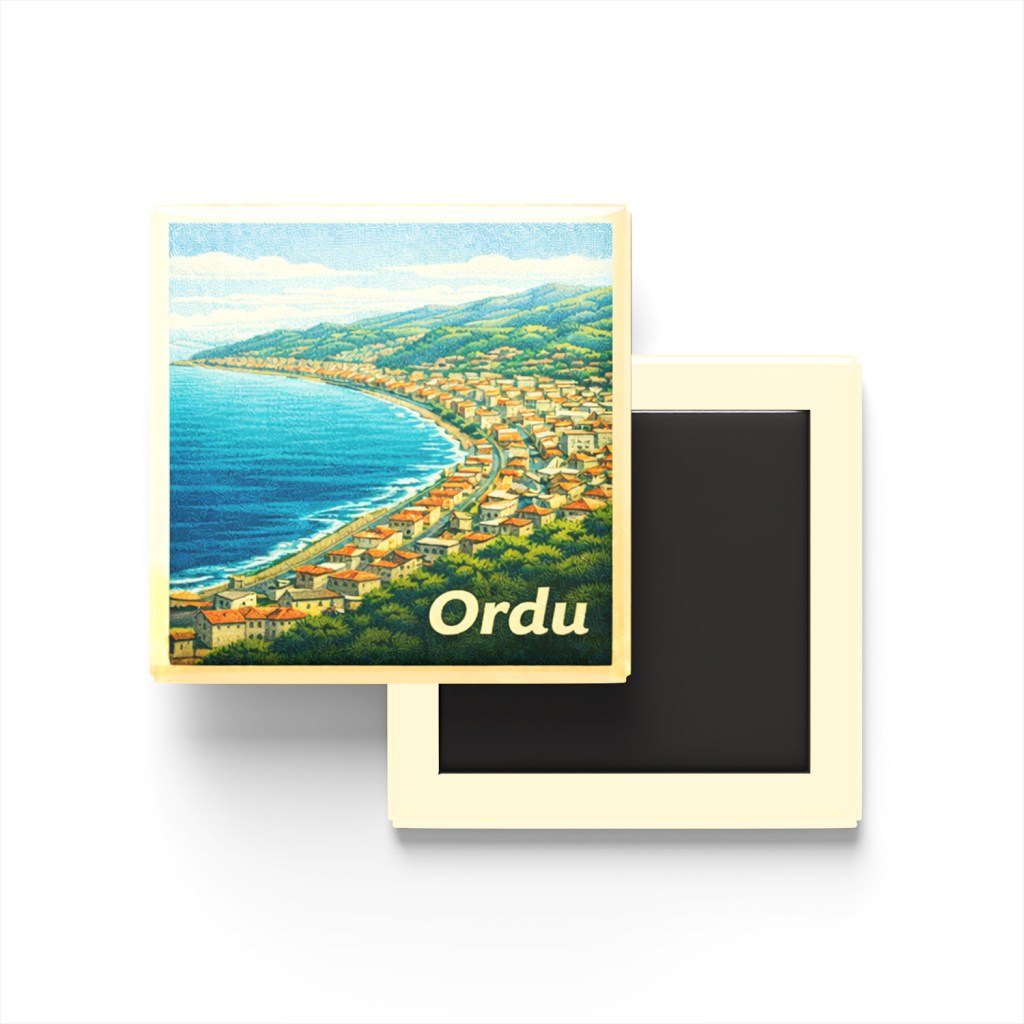 Ordu - Sahil Şeridi - Baskılı Buzdolap Magneti Kare