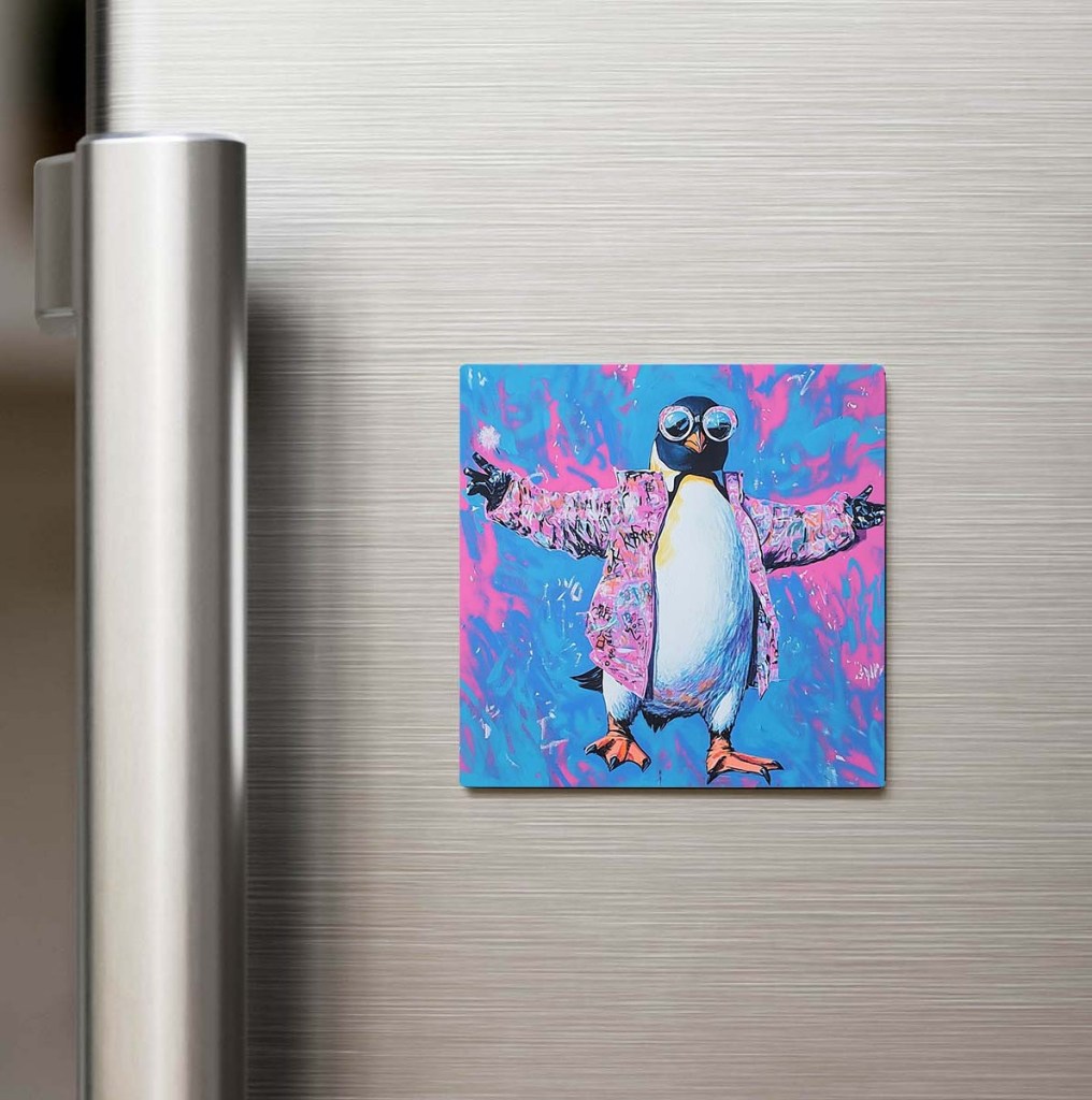 Penguin Baskılı Kare Buzdolap Magneti