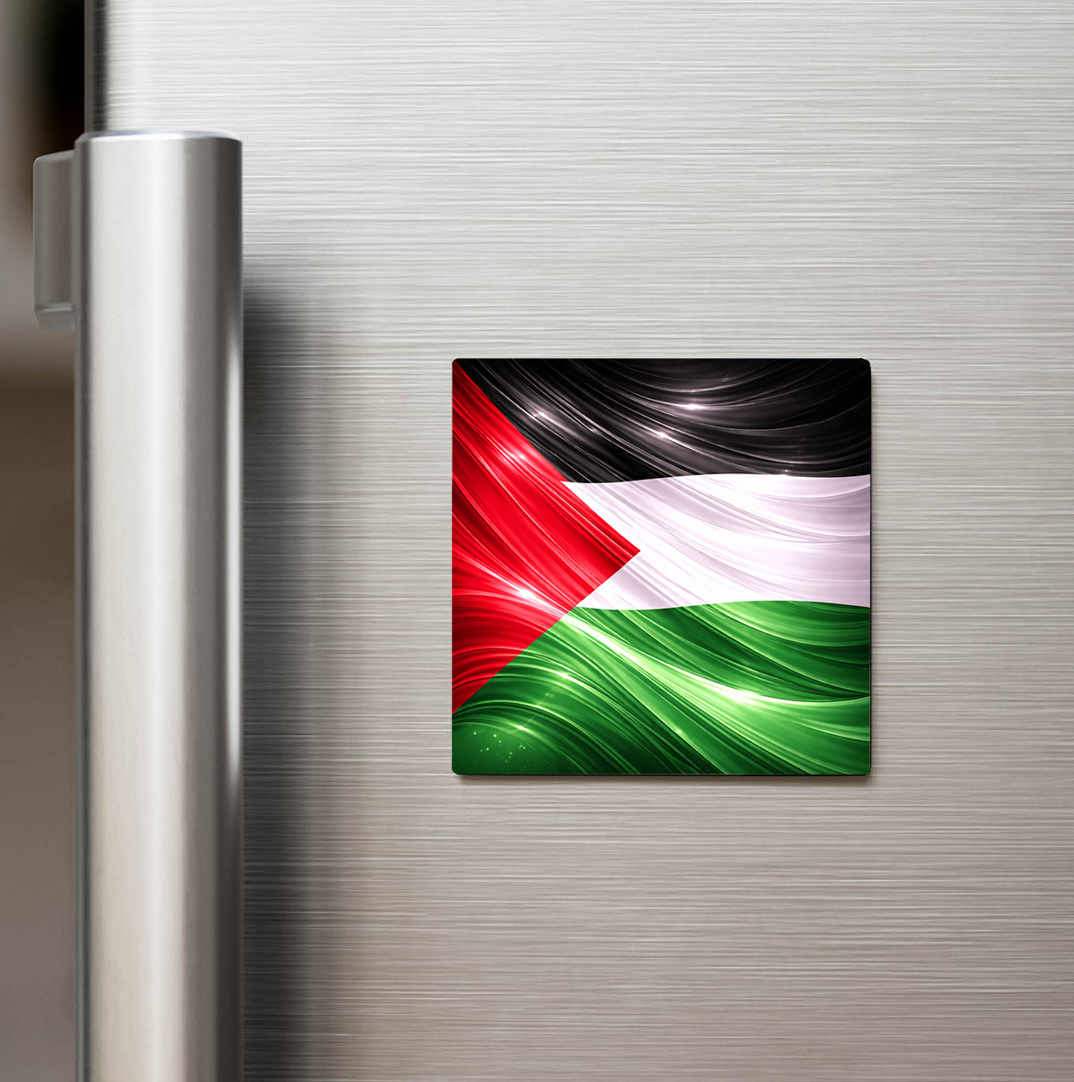 Suudi Arabistan - Saudi Arabia Abstract Ülke Bayraklı Kare Buzdolap Magneti