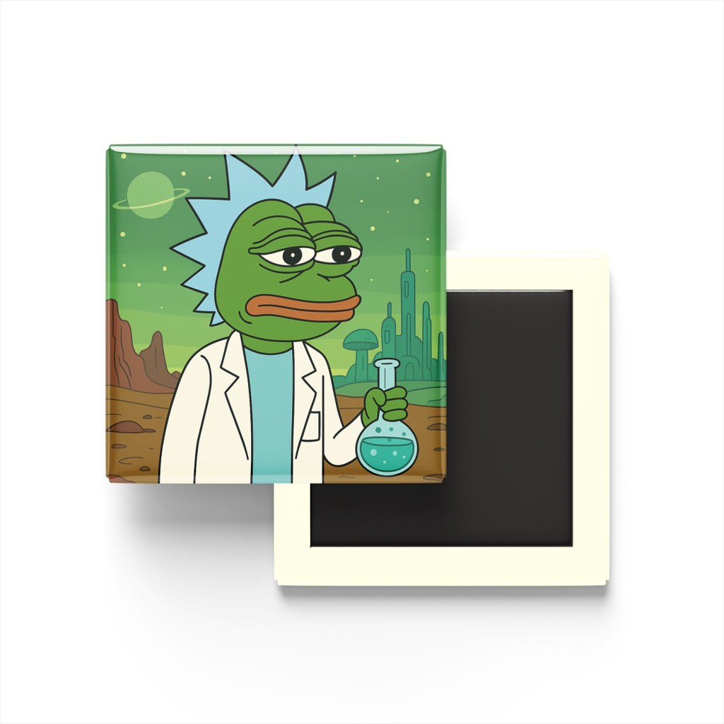 Pepe Scientist Baskılı Kare Buzdolap Magneti