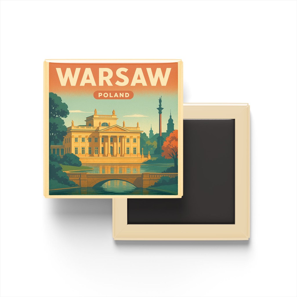 Varşova Polonya - Łazienki Parkı - Buzdolap Magneti Baskılı Kare