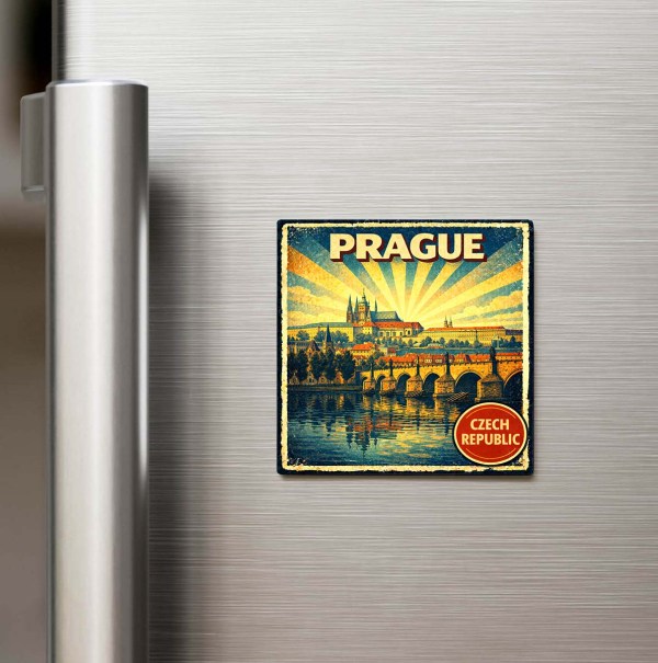 Vintage Prag Şehri Temalı Buzdolap Magneti