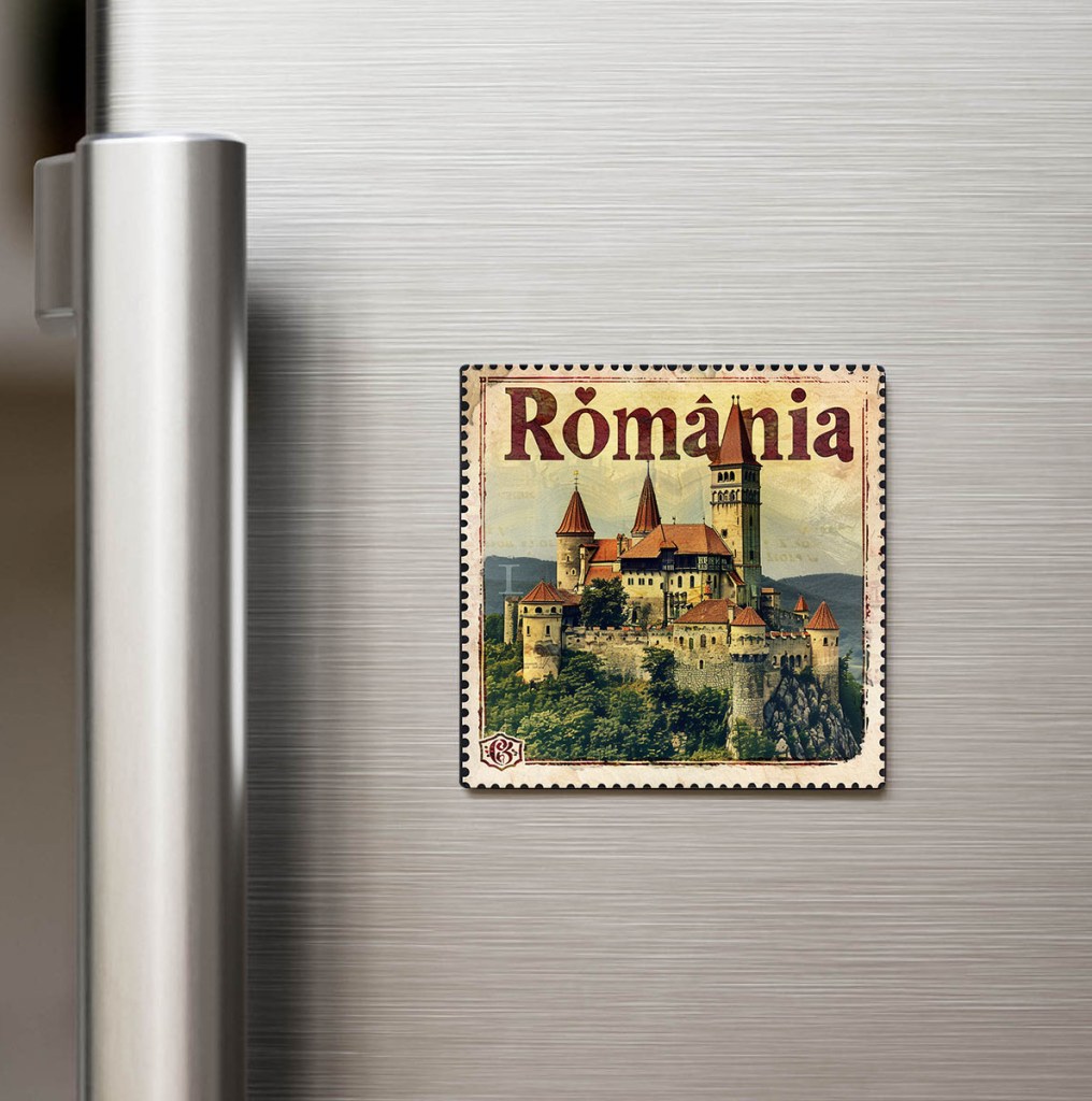 Romanya Romania - Posta Pulu Temalı Ülke - Baskılı Buzdolap Magneti Kare