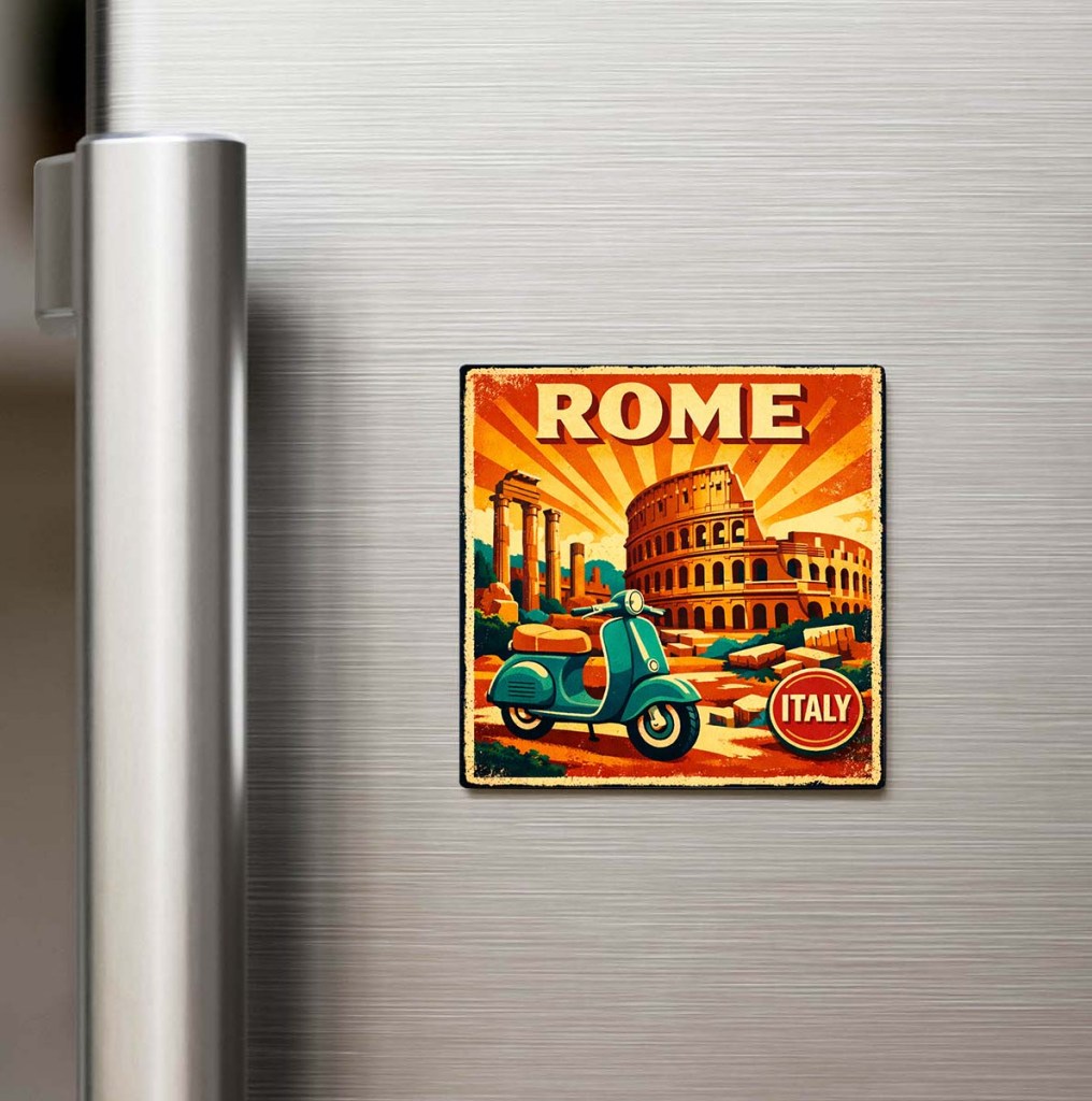Vintage Roma Şehri Temalı Buzdolap Magneti