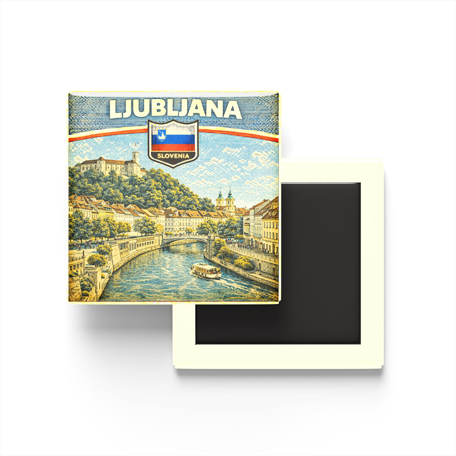 Retro Slovenya Ljubljana Şehri Temalı Vintage Buzdolap Magneti