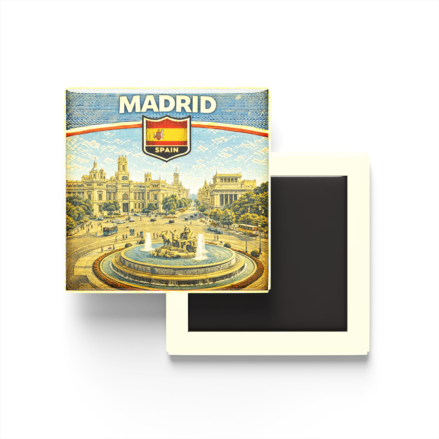 Retro İspanya Madrid Şehri Temalı Vintage Buzdolap Magneti