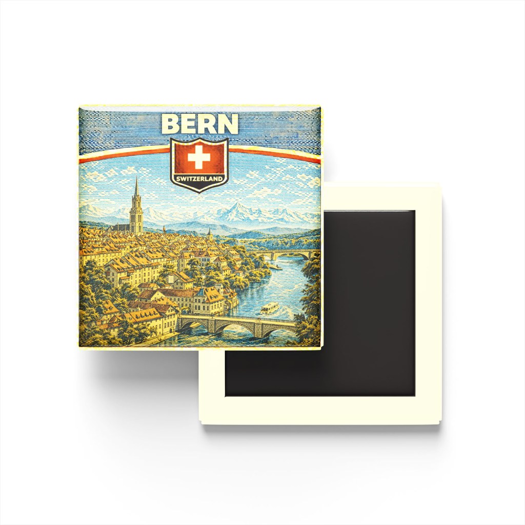 Retro İsviçre Bern Şehri Temalı Vintage Buzdolap Magneti