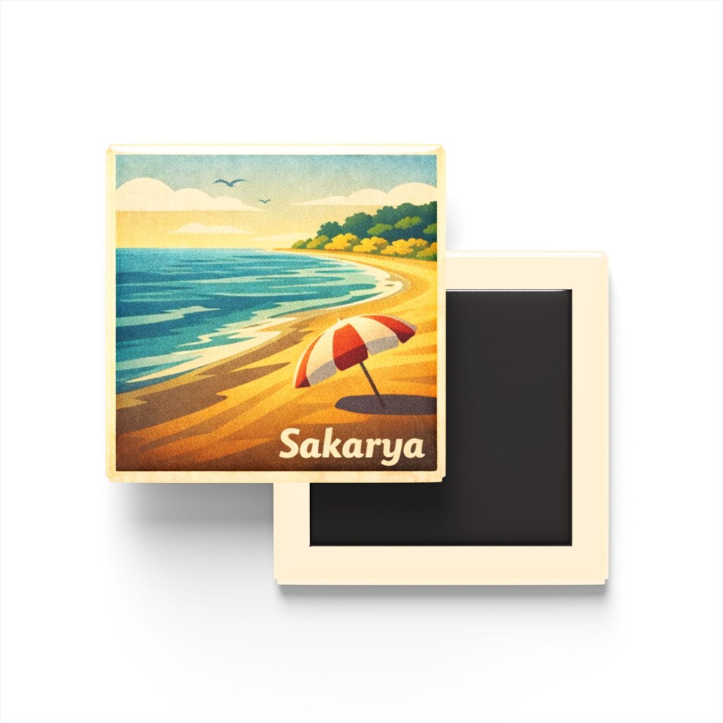 Sakarya - Karasu Plajı - Baskılı Buzdolap Magneti Kare