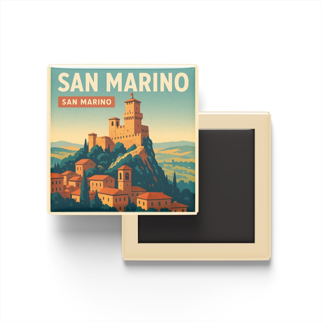San Marino San Marino - Guaita Kulesi - Buzdolap Magneti Baskılı Kare