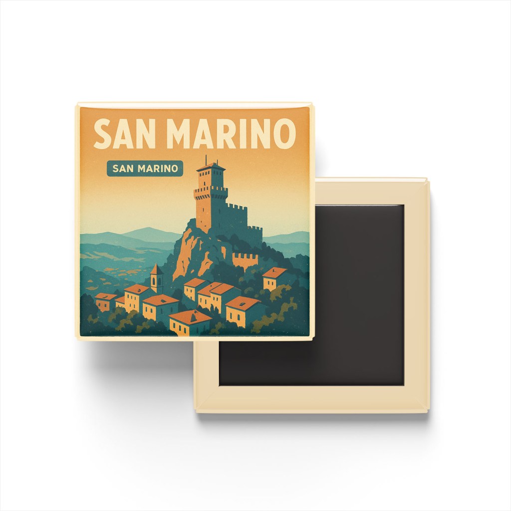 San Marino San Marino - Cesta Kulesi - Buzdolap Magneti Baskılı Kare