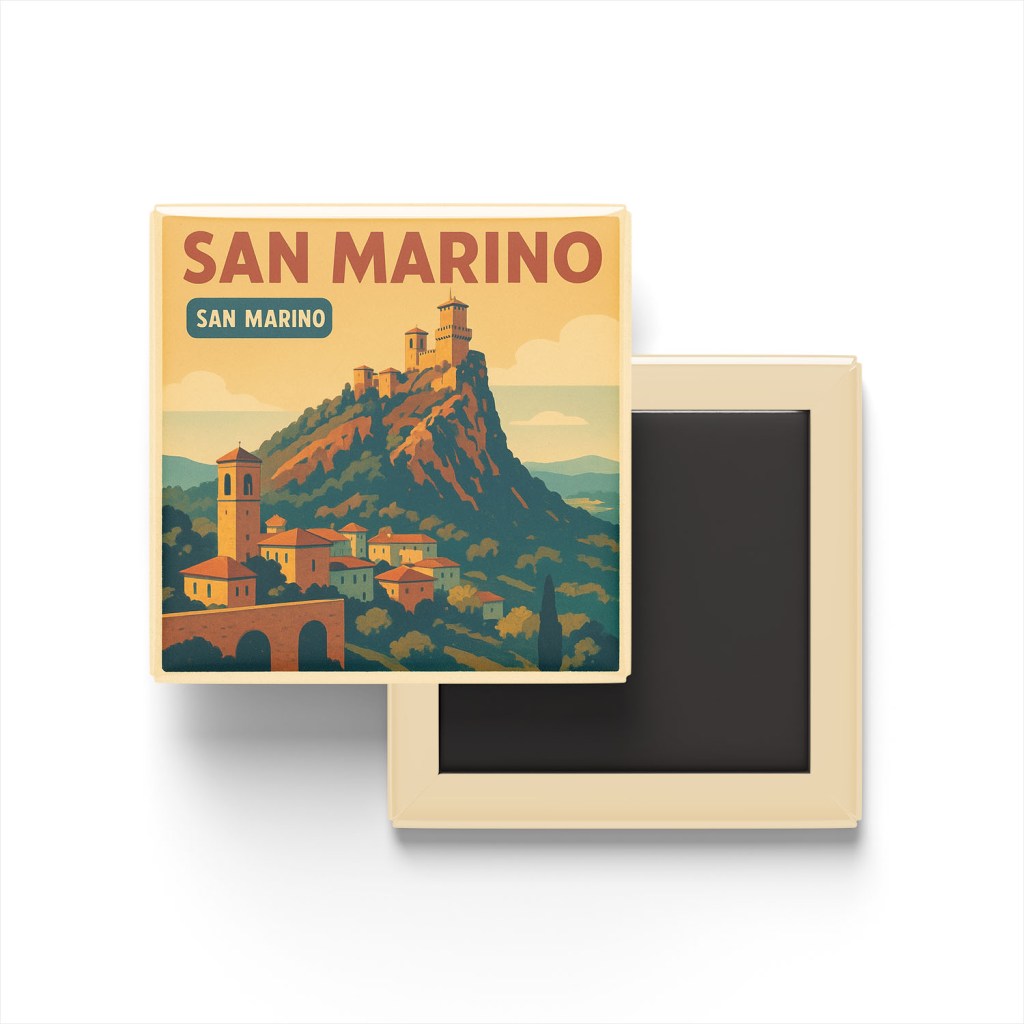 San Marino San Marino - Titano Dağı - Buzdolap Magneti Baskılı Kare