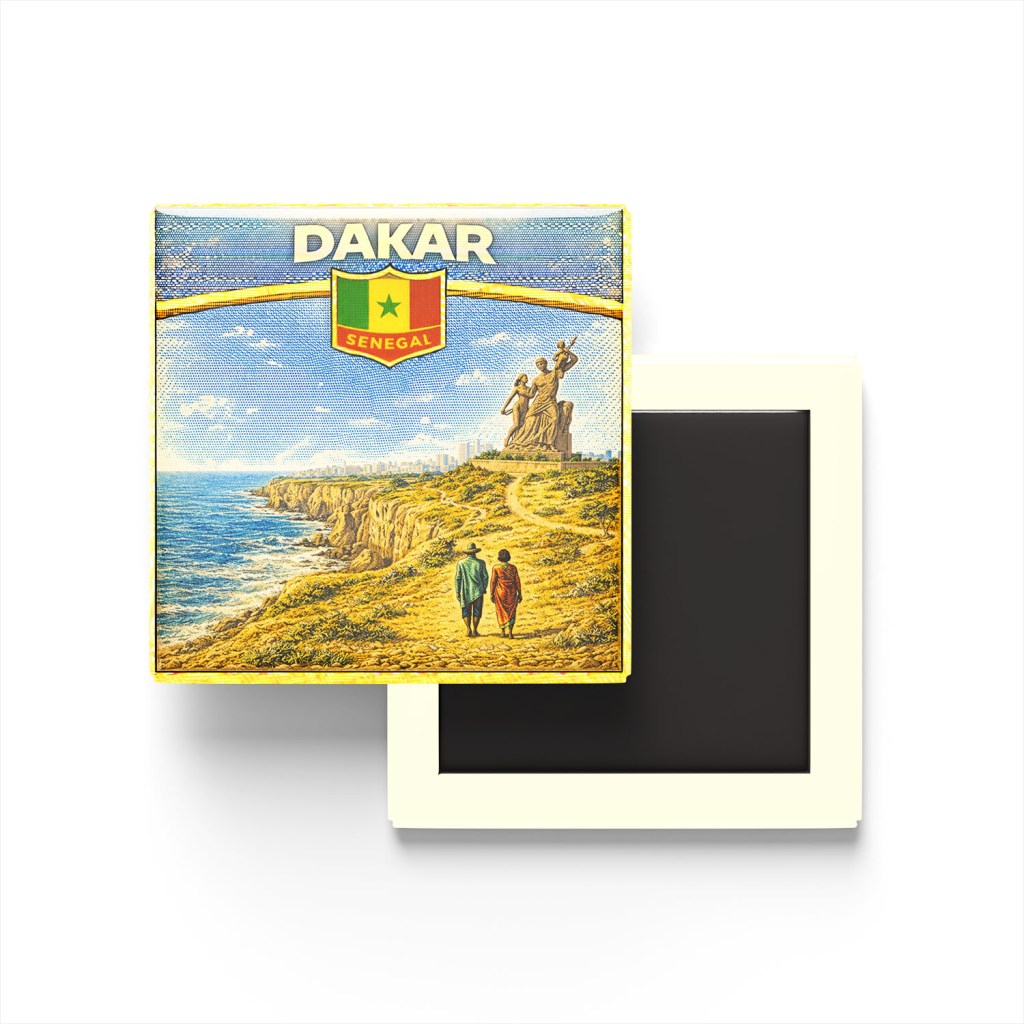 Retro Senegal Dakar Şehri Temalı Vintage Buzdolap Magneti
