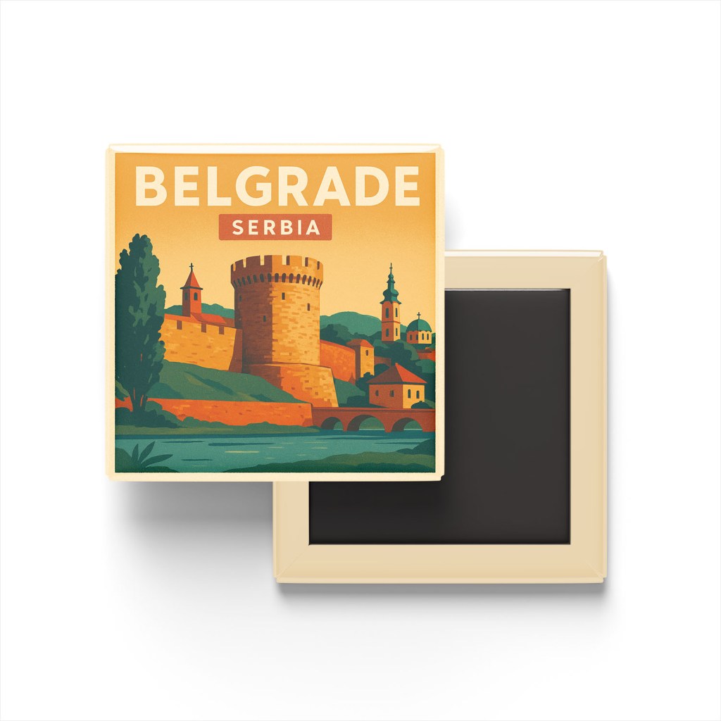 Belgrad Sırbistan - Kalemegdan Kalesi - Buzdolap Magneti Baskılı Kare