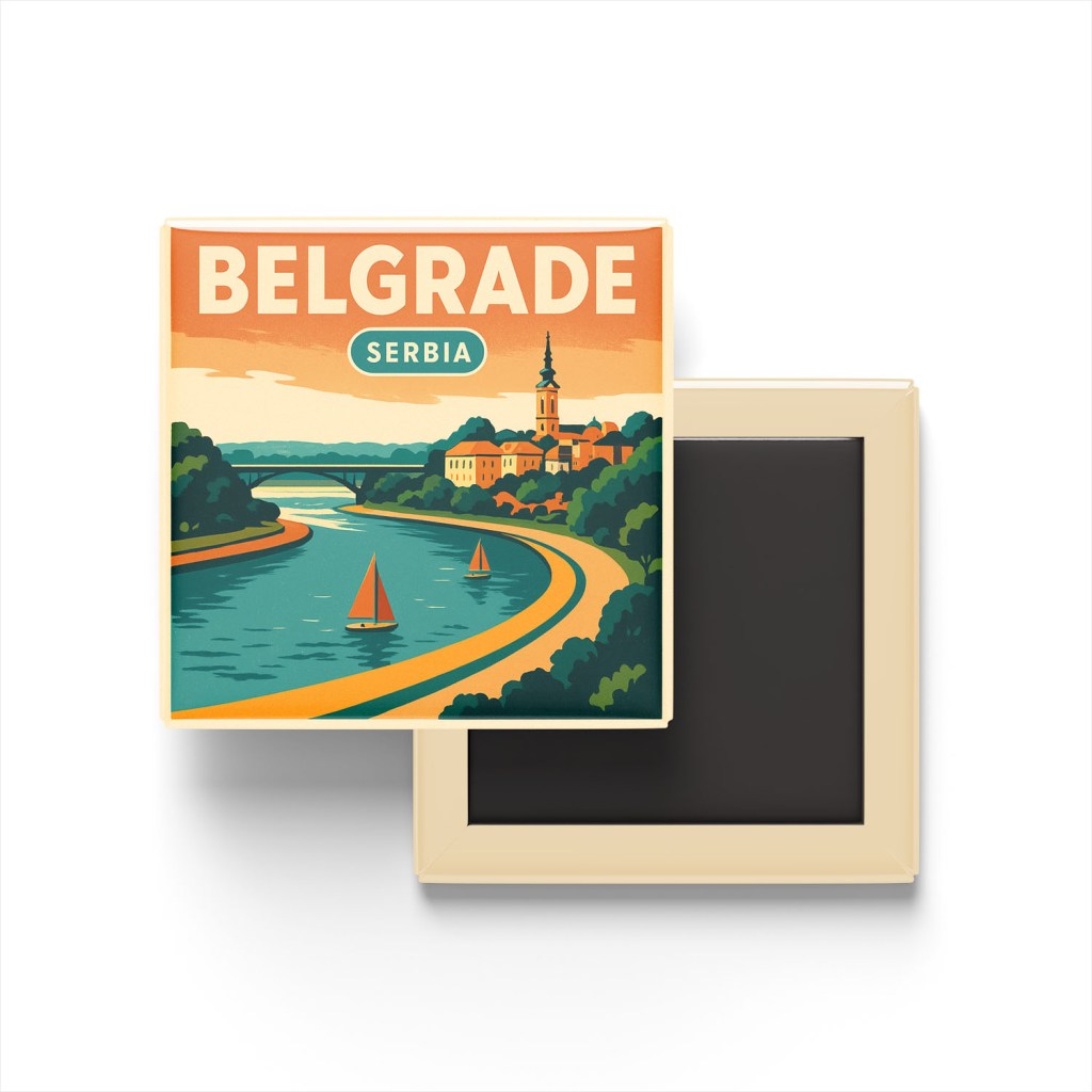 Belgrad Sırbistan - Ada Ciganlija - Buzdolap Magneti Baskılı Kare