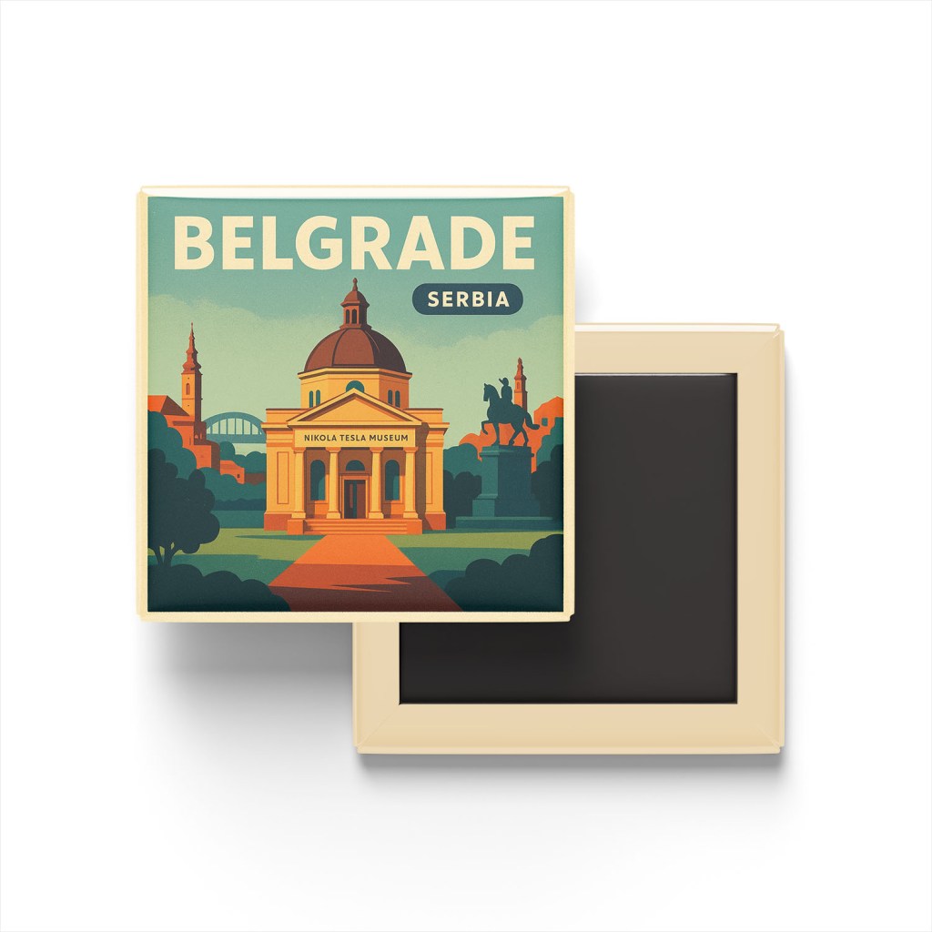 Belgrad Sırbistan - Nikola Tesla Müzesi - Buzdolap Magneti Baskılı Kare