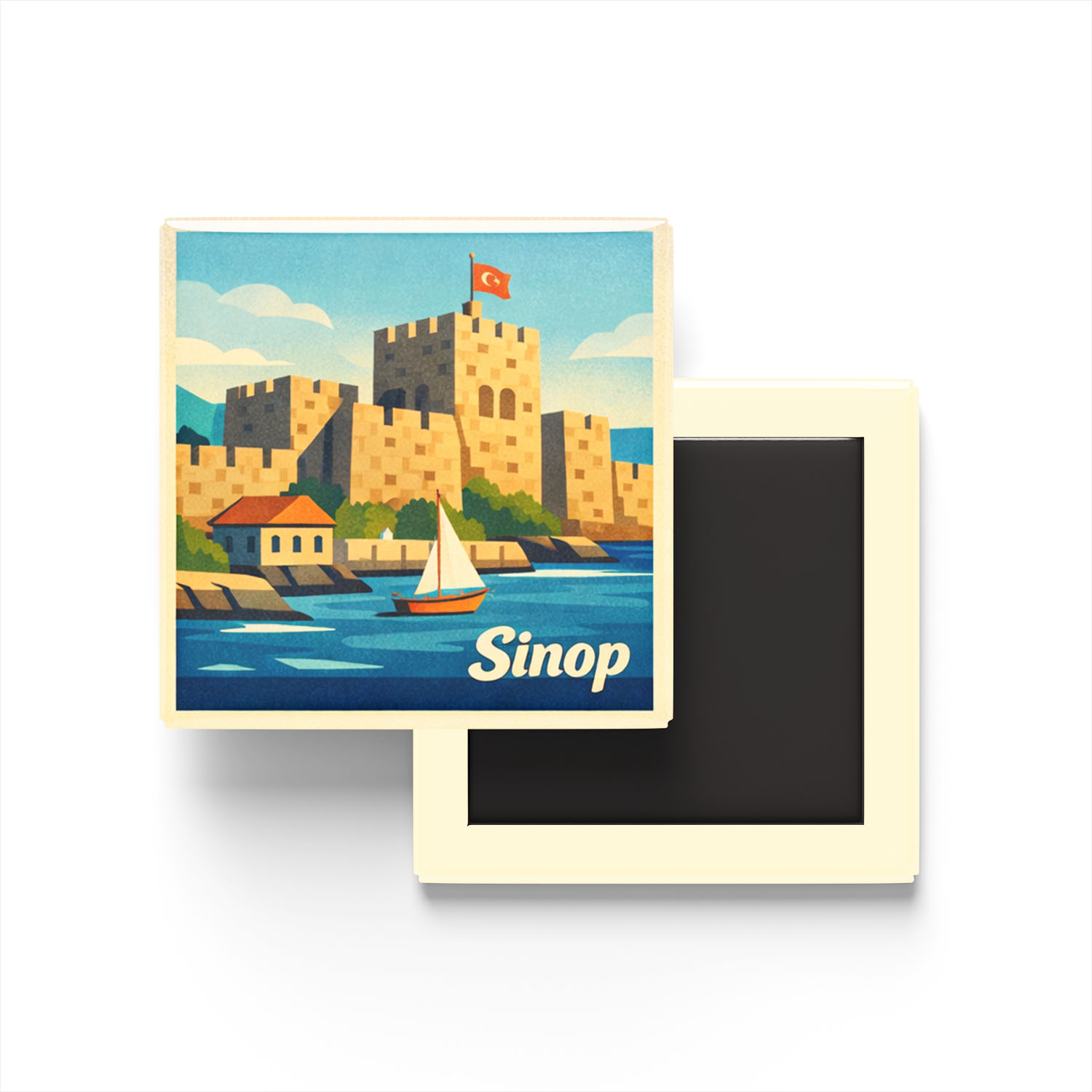 Sinop - Sinop Kalesi - Baskılı Buzdolap Magneti Kare