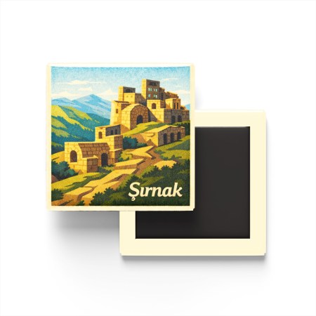 Şırnak - Finik Harabeleri - Baskılı Buzdolap Magneti Kare
