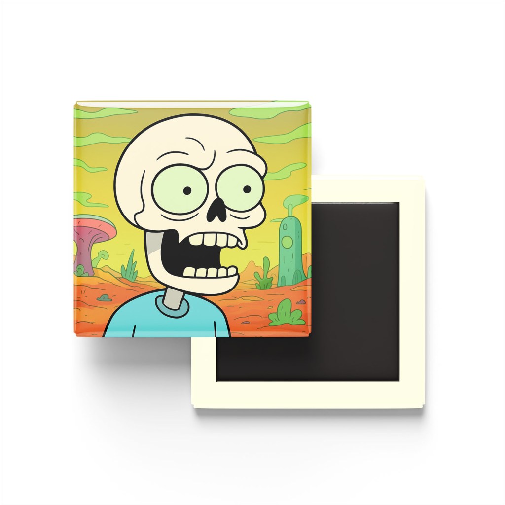 Skull Emoji 💀 Baskılı Kare Buzdolap Magneti
