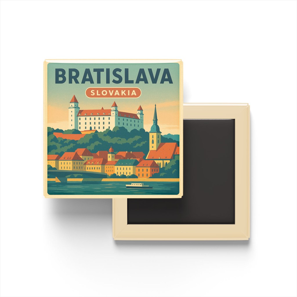Bratislava Slovakya - Bratislava Kalesi - Buzdolap Magneti Baskılı Kare