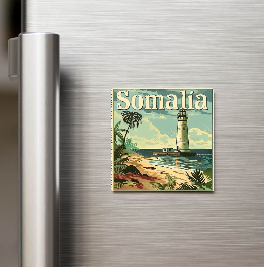 Somali Somalia - Posta Pulu Temalı Ülke - Baskılı Buzdolap Magneti Kare