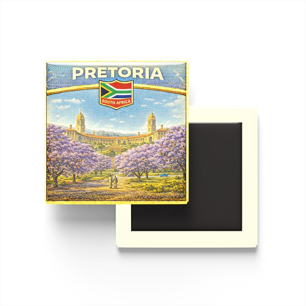 Retro Güney Afrika Pretoria Şehri Temalı Vintage Buzdolap Magneti
