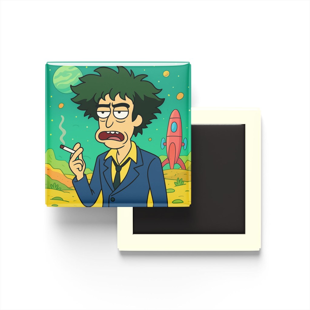 Spike Spiegel Baskılı Kare Buzdolap Magneti