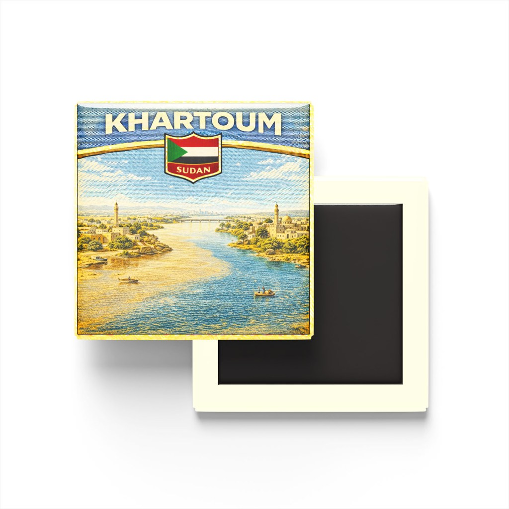 Retro Sudan Hartum Şehri Temalı Vintage Buzdolap Magneti