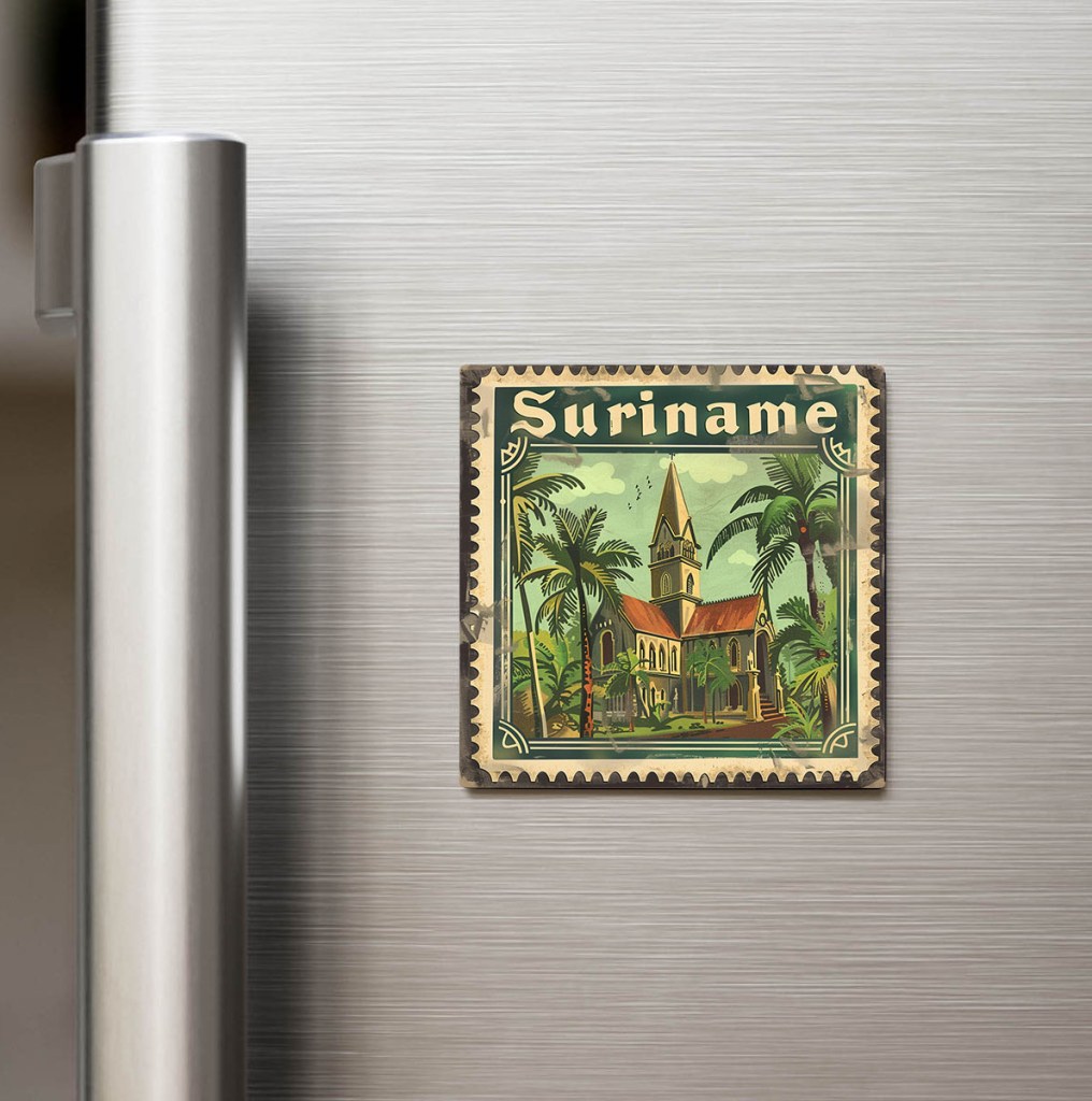 Surinam Suriname - Posta Pulu Temalı Ülke - Baskılı Buzdolap Magneti Kare