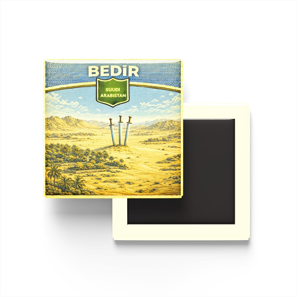 Retro Suudi Arabistan Bedir Şehri Temalı Vintage Buzdolap Magneti