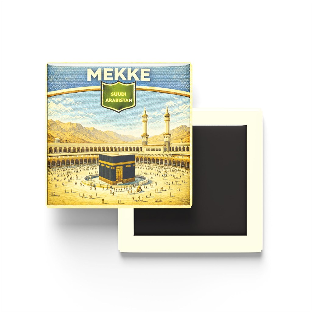 Retro Suudi Arabistan Mekke Şehri Temalı Vintage Buzdolap Magneti