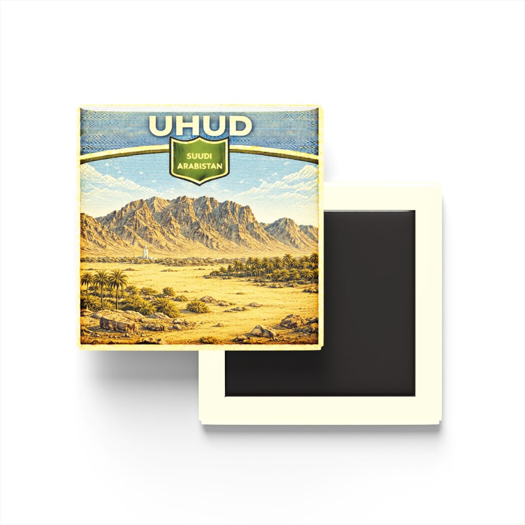 Retro Suudi Arabistan Uhud Şehri Temalı Vintage Buzdolap Magneti