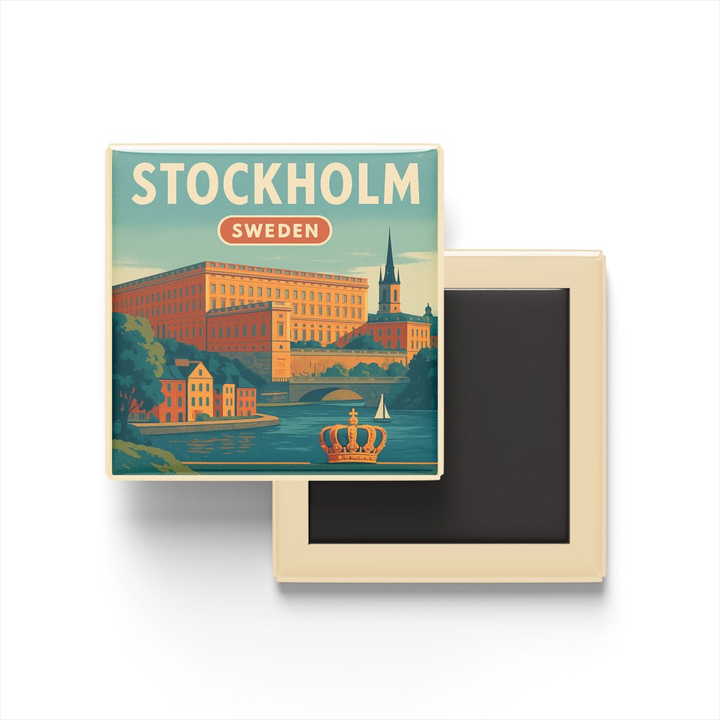 Stockholm İsveç - Kraliyet Sarayı - Buzdolap Magneti Baskılı Kare