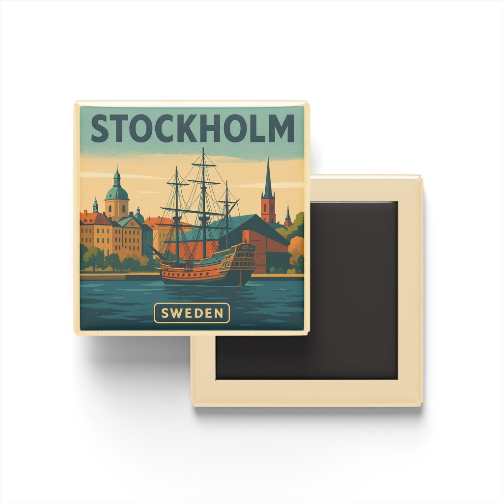 Stockholm İsveç - Vasa Müzesi - Buzdolap Magneti Baskılı Kare