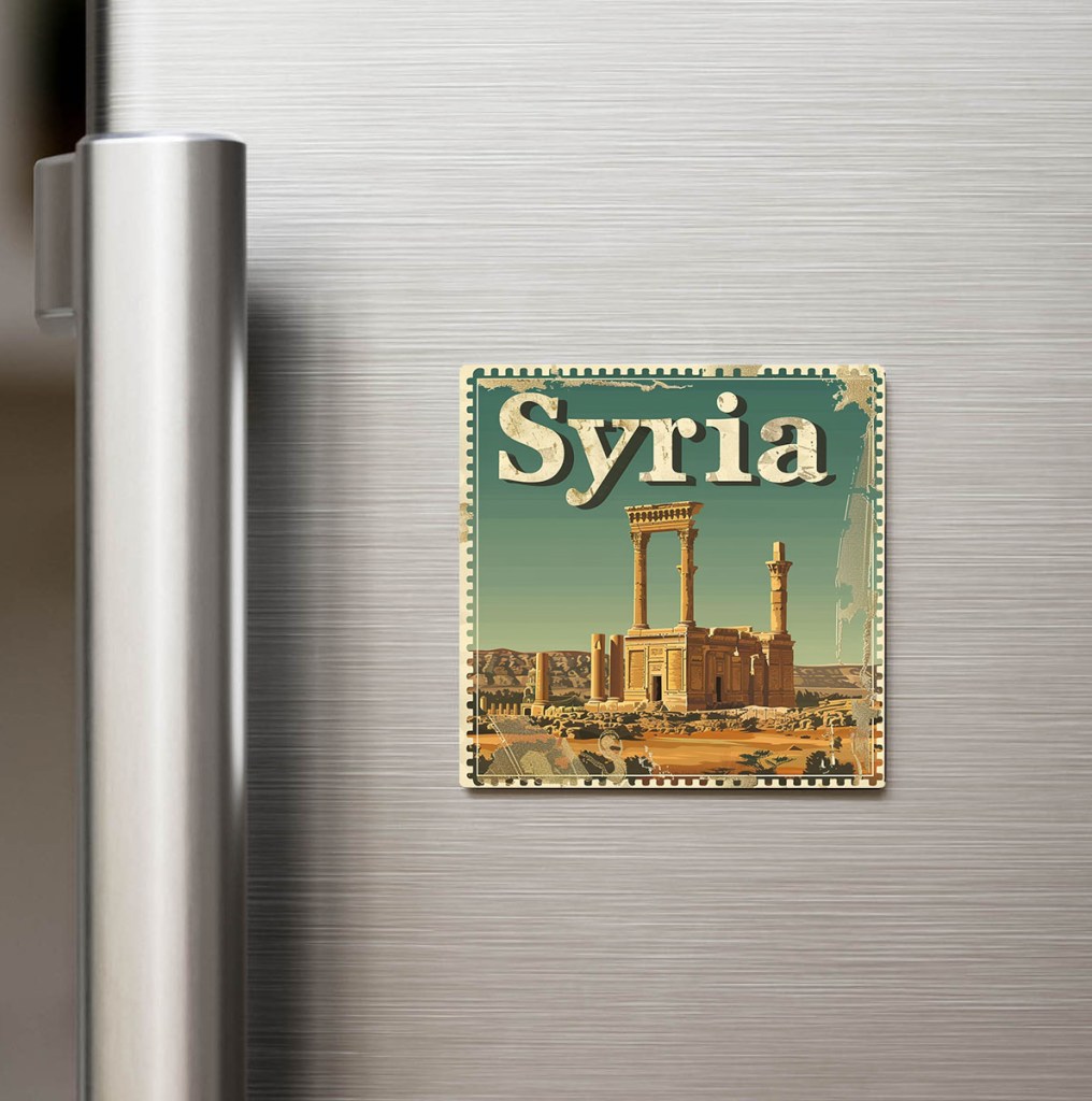 Suriye Syria - Posta Pulu Temalı Ülke - Baskılı Buzdolap Magneti Kare