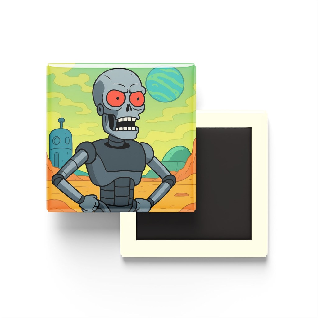T-800 Baskılı Kare Buzdolap Magneti