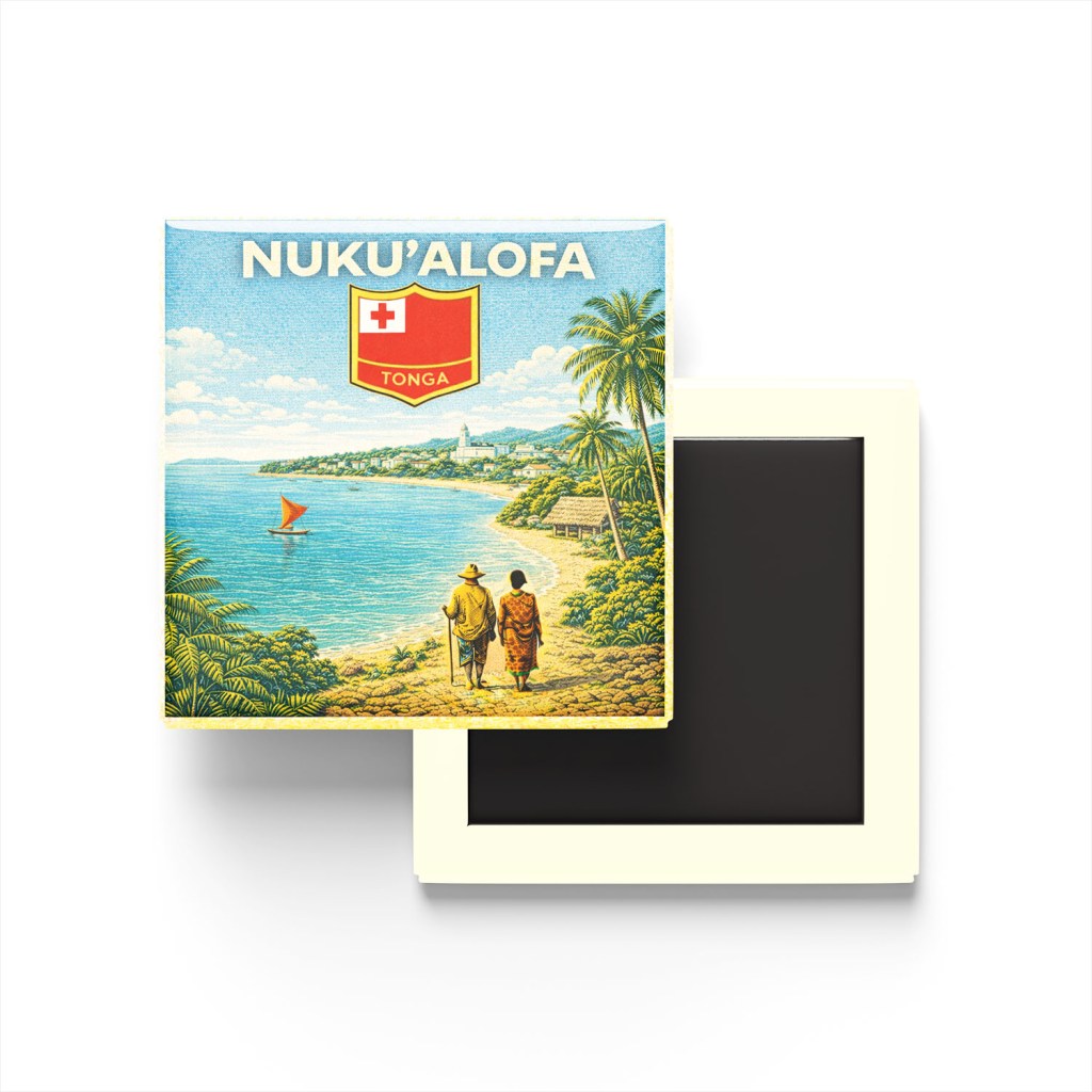 Retro Tonga Nukuʻalofa Şehri Temalı Vintage Buzdolap Magneti