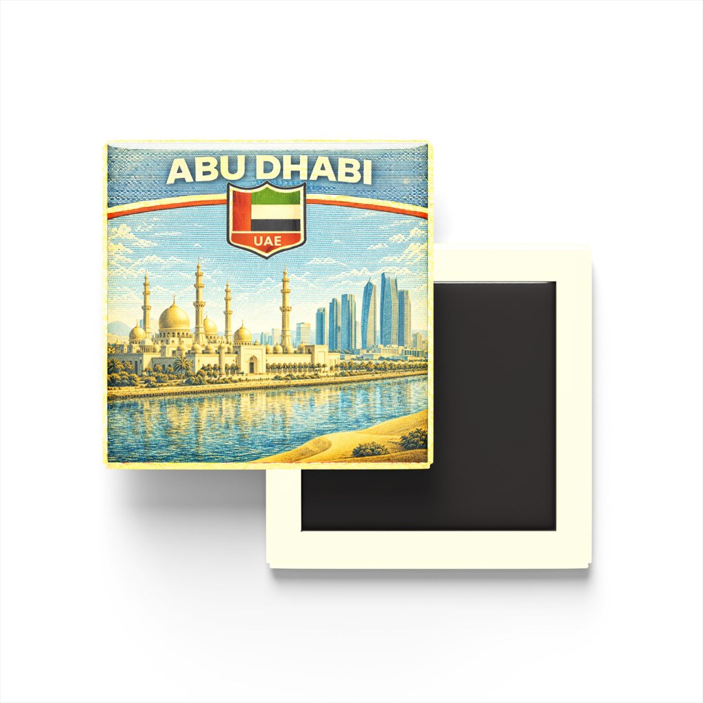 Retro Birleşik Arap Emirlikleri Abu Dabi Şehri Temalı Vintage Buzdolap Magneti