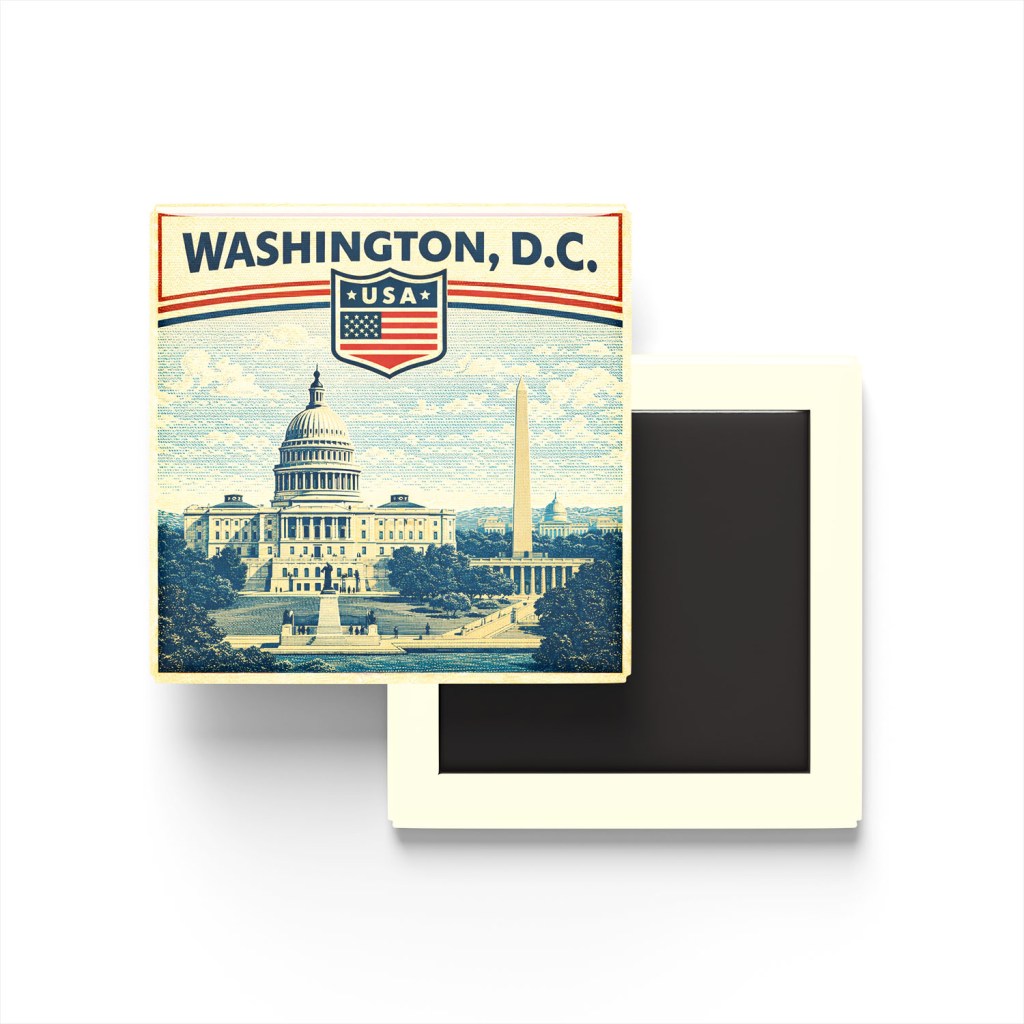 Retro Amerika Birleşik Devletleri Washington Şehri Temalı Vintage Buzdolap Magneti