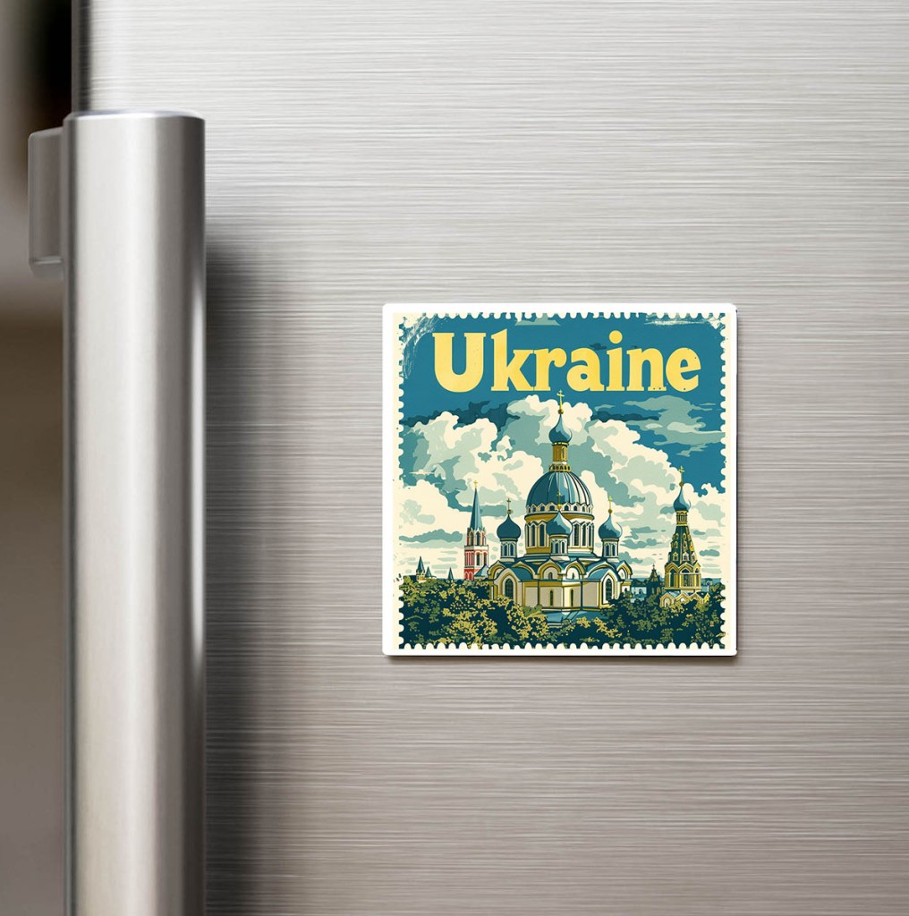 Ukrayna Ukraine - Posta Pulu Temalı Ülke - Baskılı Buzdolap Magneti Kare