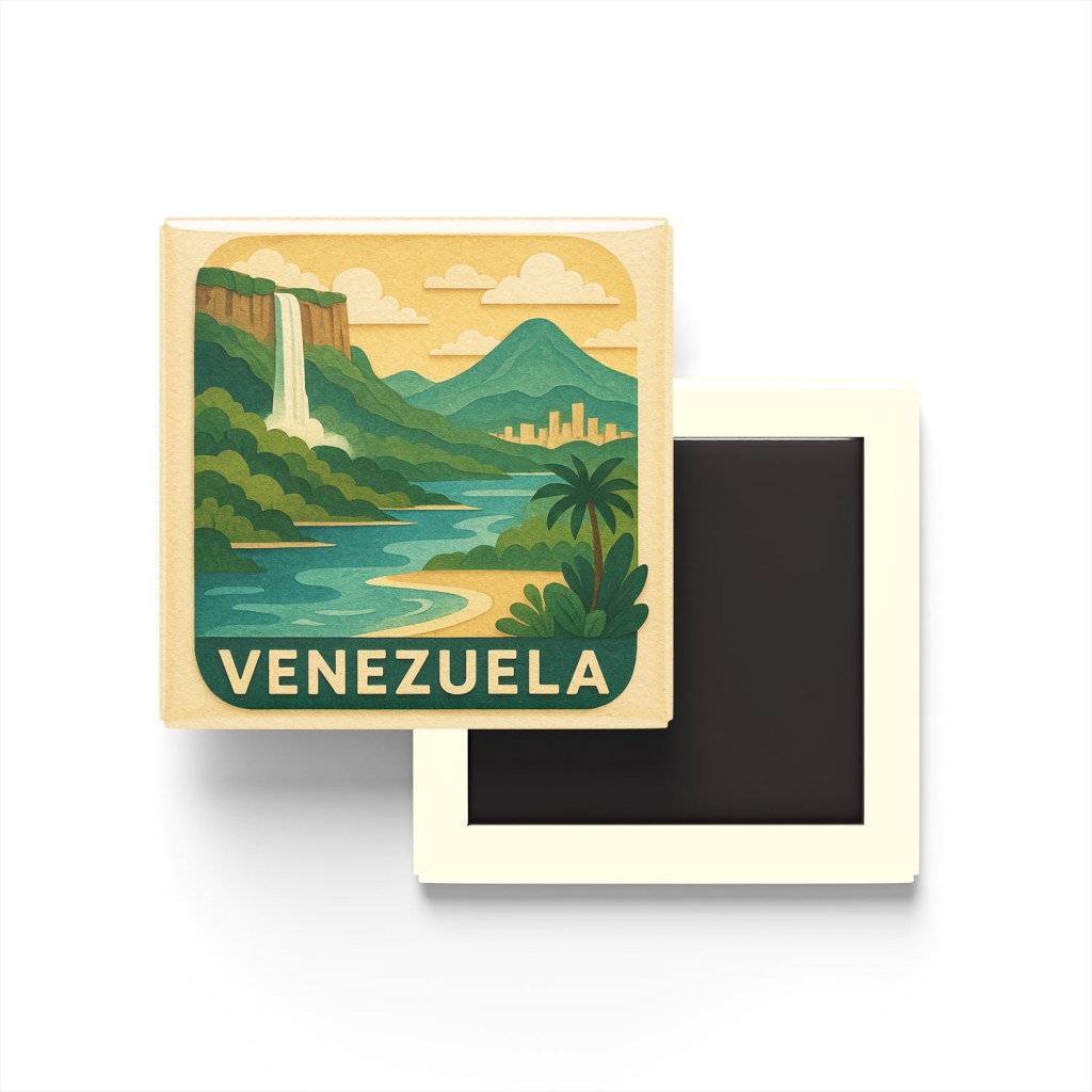 Venezuela - Venezuela - Paper Cut Art - Baskılı Buzdolap Magneti Kare