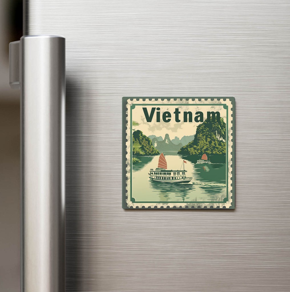 Vietnam Vietnam - Posta Pulu Temalı Ülke - Baskılı Buzdolap Magneti Kare