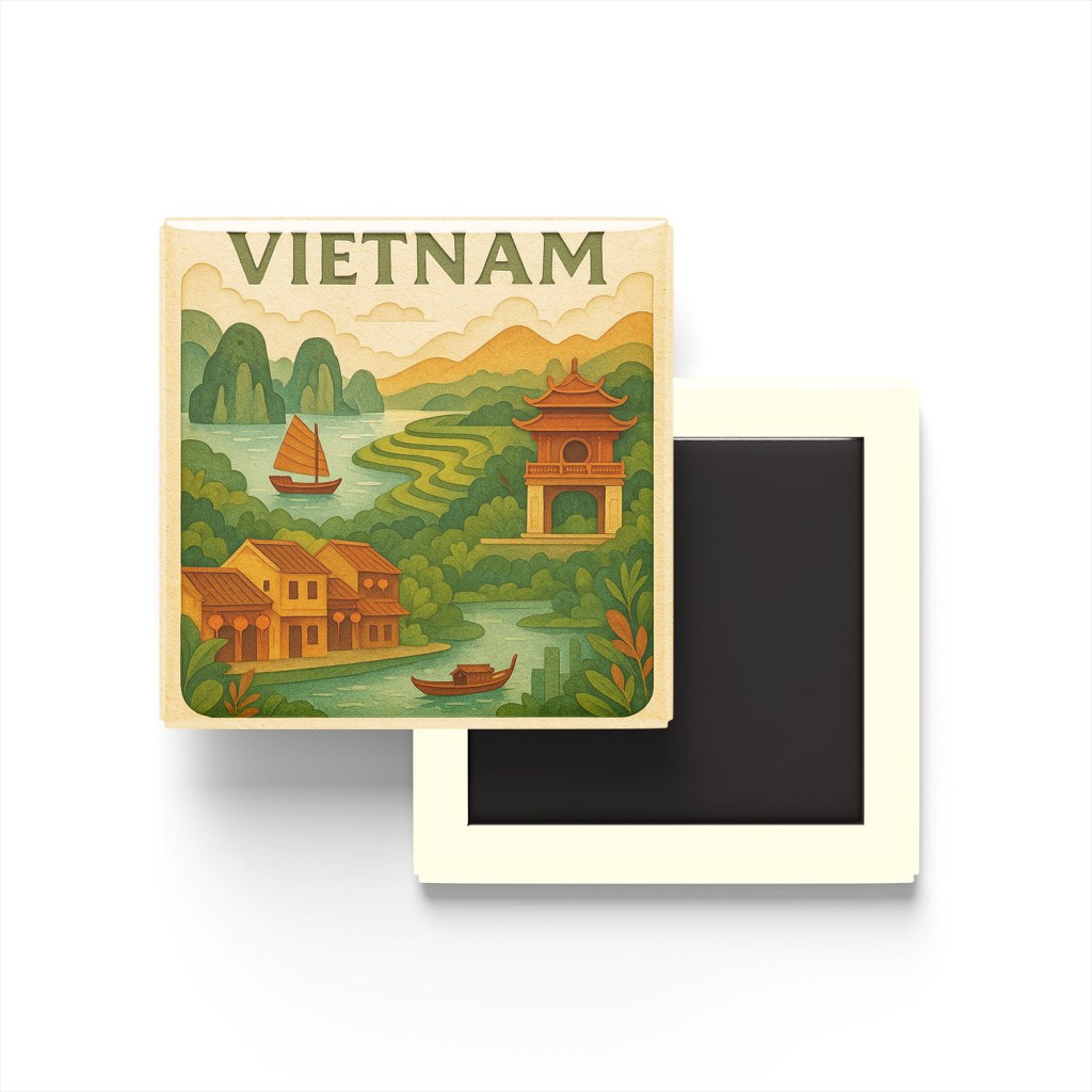 Vietnam - Vietnam - Paper Cut Art - Baskılı Buzdolap Magneti Kare
