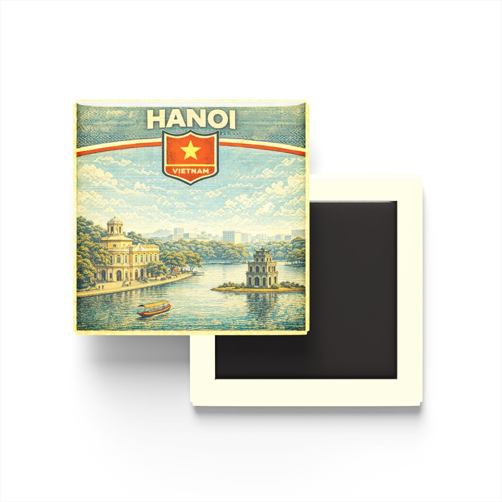 Retro Vietnam Hanoi Şehri Temalı Vintage Buzdolap Magneti