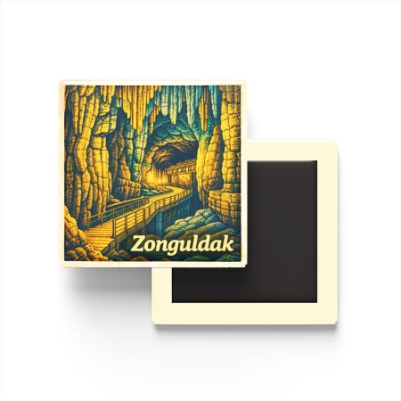 Zonguldak - Gökgöl Mağarası - Baskılı Buzdolap Magneti Kare