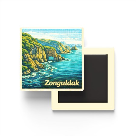 Zonguldak - Kıyı Uçurumları - Baskılı Buzdolap Magneti Kare